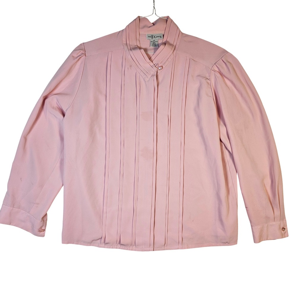 The Tog Shop Vintage Pink Pintuck Pleated Long Sleeve Blouse 14P W424